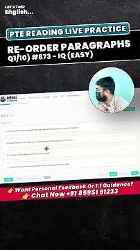 PTE Re-Order Paragraphs Live Practice | Q1/20 - #873 IQ (Easy Difficulty)