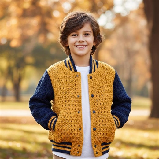 Crochet Varsity Jacket Pattern, Textured College Style, Beginner Friendly (PDF) - Etsy