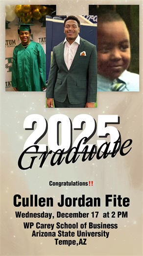 In January 2023, CJ stepped onto Arizona State's campus as an early graduate from Tatum HS — determined, focused, and ready to handle business both on and off the field. Now, less than three years later, he is set to graduate this December 2025 from one of the top business schools in the nation. That is not just discipline — that is drive, sacrifice, and consistency. Many will speak of his accomplishments on the field — the tackles, the leadership, the passion, the fire. But as parents, what mak