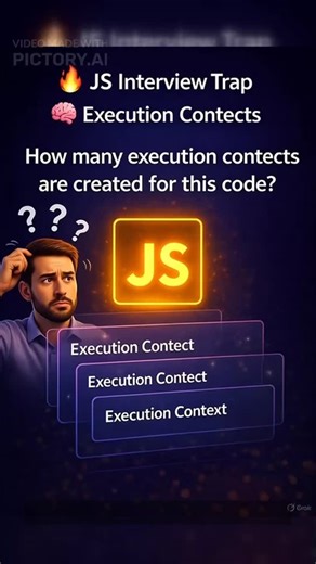 Bhavesh.Tech on Instagram: "How many execution contexts are created for this code? 🧠 Execution contexts explain how JavaScript runs your code behind the scenes. This question tests your understanding of the global context, function execution, and call stack. 💡 Interview Tip: Every function call creates a new execution context and is pushed onto the call stack. Must-know concept for JavaScript interviews and core JS fundamentals 🚀 #JavaScript #JSInterview #reelviral #FrontendDeveloper #reelitf