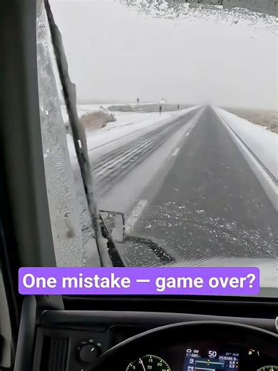 POV Truck Driving in Whiteout Snow Conditions