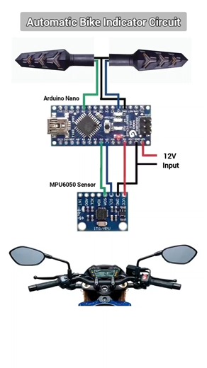 Automatic Bike Indicator Circuit using Arduino Nano + MPU6050 Sensor 🏍️ | Smart Turn Signal System