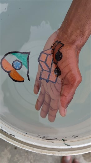 Interesting 🤔 Flag 🇮🇳 and Car 🚗 Drawing || Making On Hand 👏 || Float On Water 💦💦 #art #shorts