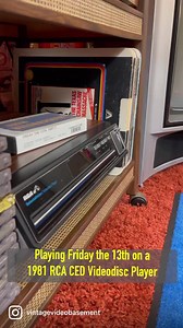 Here’s something you don’t see often. It’s a 1981 RCA CED Videodisc player. This is not the same as laserdisc and was not the precursor to laserdisc. As a matter of fact, the first laserdisc player hit the market before this format was released by RCA. It was outdated before it was ever available! | Vintage Video Basement
