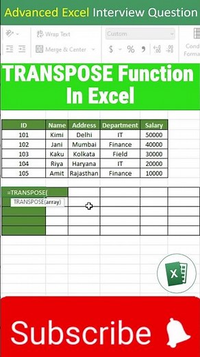 Transpose Function In Excel #viral #exceltips #excel #viralvideo #excelformula #viralshorts #short