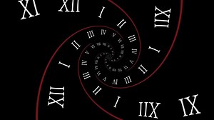 Download Time Travel Spiral Clock Animation Looped Background. Infinity Concept Of Time Travel 4K Resolution for free