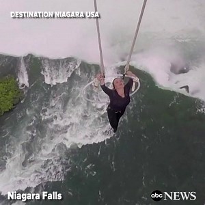 HIGH-FLYING WALLENDA: Erendira Wallenda makes history with Niagara Falls stunt. "I felt good enough to where I was able to hang by my teeth a second time." http://abcn.ws/2tszL8o | ABC News