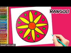 Rangoli Drawing | How To Draw Rangoli Very Easy | Draw Smart