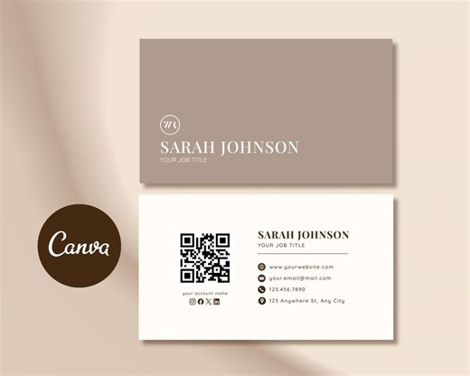Modern Minimalist Business Card Template | Editable Canva Design (digital Download) - Etsy Canada