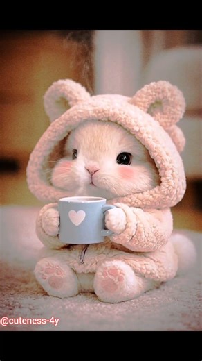 Cute Little Rabbit Drinking Morning Tea ☕🐰 | Funny Bunny Morning Routine