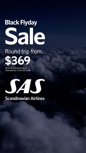 Our big Black Flyday sale is now on with fantastic prices to all destinations. Book by 2 December. | SAS - Scandinavian Airlines | Facebook