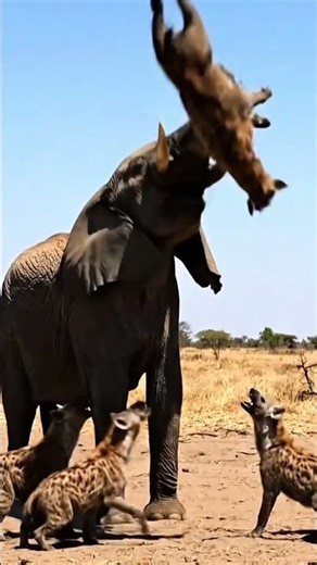 Elephant vs Lion and Hyena . animal world #wildlife