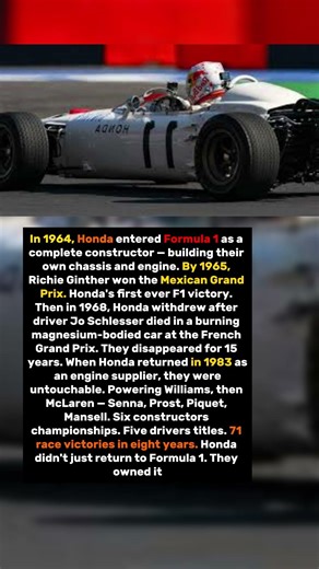 Honda Was Banned From Formula 1 For Being Too Fast. They Came Back and Won Everything