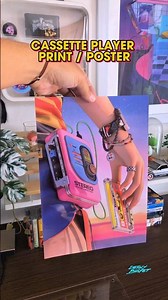 Walkman Cassette Player Print and Poster, 80s 90s Nostalgia.