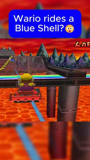 Wario rides a Blue Shell in Mario Kart?😲