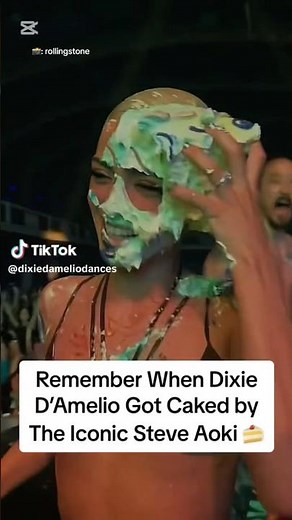 Dixie D’Amelio gets a cake in the face from Steve Aoki!