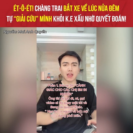 989K views | Ét-ô-ét! Bắt xe về lúc nửa đêm, chàng trai đã tự "giải cứu" mình khỏi k.e xấu nhờ quyết đoán! Nguồn: Mai Anh Quyền | Model Kid Vietnam | Facebook
