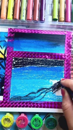 Moonlight 🌙 Ocean Scenery Drawing | Easy Night Sea Art With Oil Pastel#ocean#sea#art