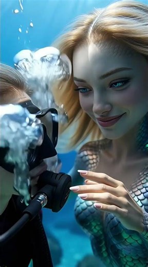 A mermaid shows a female diver her world.