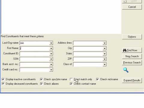 How to Search for a Constituent in Raiser's Edge