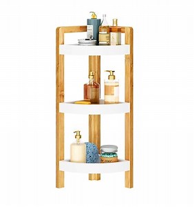 Bamboo Wooden 3-Tier Corner Caddy Freestanding Rack Bathroom Organiser Unit | eBay UK