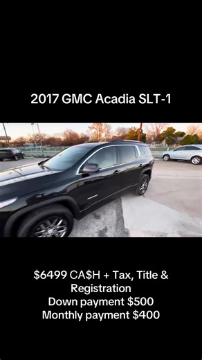 2017 GMC Acadia SLT-1 Clean title Clean CARFAX Original mileage Warranty available 3 rows, 3.6L V6 engine is very reliable and powerful, backup camera, CarPlay, heated and cooled seats, keyless entry, blind spot monitor, nice rims and tires, really nice and sporty looking comfortable daily driver, ready to go anywhere, come test drive it today! We have 100 5 star⭐️⭐️⭐️⭐️⭐️ reviews and 3000 real followers on Instagram: @marsdealership $6499 СА$Н Tax, Title & Registration Down payment $500 Monthly