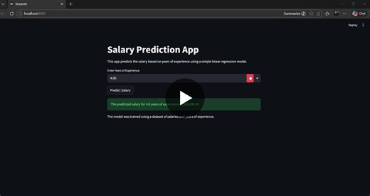 Hey guys!Built a Salary Prediction Web App using Python, Scikit-Learn, Pickle, and Streamlit. The app predicts salary based on years of experience using a Simple Linear Regression model.▪️ thank… | Abhishek Sahoo
