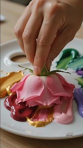 Satisfying Rose Dip Painting Technique ideos 🎨#art #painting #satisfying #trending #viral