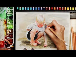 Watercolor and Colored Pencil Child Portrait Painting Tutorial