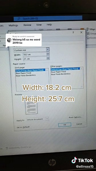 Creating Custom Paper Size in Microsoft Word