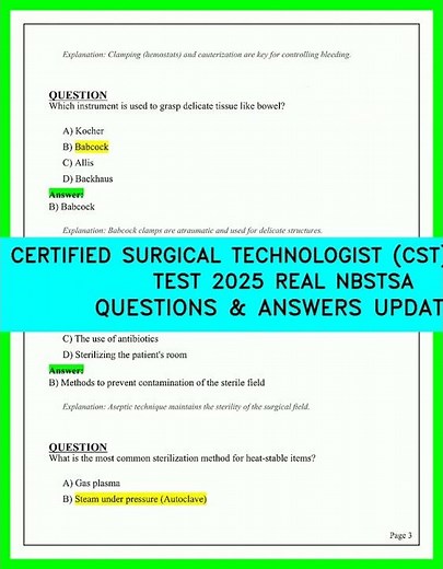 CERTIFIED SURGICAL TECHNOLOGIST CST PRACTICE TEST 2025 REAL NBSTSA QUESTIONS & ANSWERS UPDATED