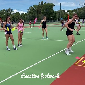 TRAINING TRYOUT 📋 Footwork To be a great attacker you need reactive footwork To be a great defender you need reactive footwork To add some fun to learning those skills we throw cones 😂 On a serious note there are so many ways to practice moving your feet quick and being reactive to what’s happening on court this is just a fun way to get the gals moving... PS - if the gals get hit by a cone they get one burpee😆 You can also do this drill facing the thrower💁🏼‍♀️ Thanks to the gals at Thunderb
