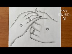 Holding hands pencil sketch / Romantic couple holding hands pencil drawing step by step