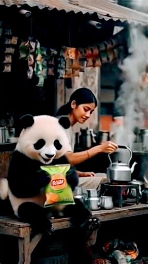 Exploring a Real North Indian Chai Stall with Panda Cub 🐼☕ Street Tea Culture #shortfeed