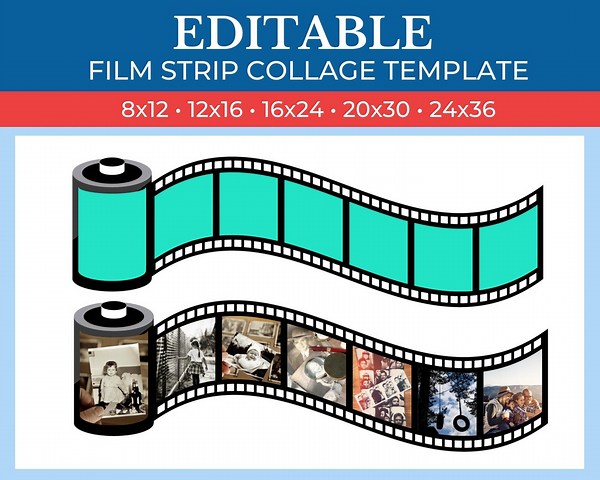 PRINTABLE Film Strip Gift Collage Template | Collage for Film Strip Team | Canva Custom Film Strip Collage - Etsy