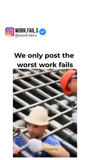 Work Fails on Instagram: "This is the exact frame where construction met confusion and the grid said “you live here now.” One guy, head fully locked into the metal bars like he’s trying to respawn in Minecraft—while his coworker casually hammers above like it’s just another Tuesday. Is it teamwork? Is it sabotage? Is this why hard hats exist and job sites need escape plans? The gloves were on. The logic? absolutely off. Somewhere off-frame, a supervisor whispered “OSHA violation,” while the trap