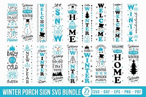 Winter Porch Sign SVG Bundle: Vertical Welcome Door Designs for Cricut & Silhouette - Etsy