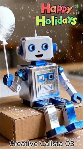 Paper Robot’s Winter Holiday Wish 🤖🎈 | Cute Handmade Stop-Motion Greeting #cuterobots #whimsicalart