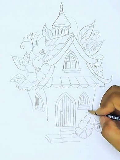 Beautiful house Drawing | House Drawing Tutorial Easy