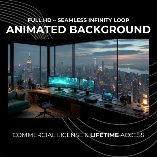 Deep Work Study Lofi Animated Background - Seamless Loop Video - Motion Background - Etsy