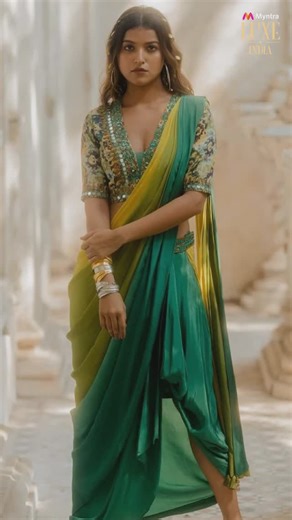 Effortless elegance meets modern luxury ✨ Slip into the season’s finest with our pre-draped sarees, crafted for style and ease. 🌟 #MyntraLuxeIndia #Myntra | Myntra