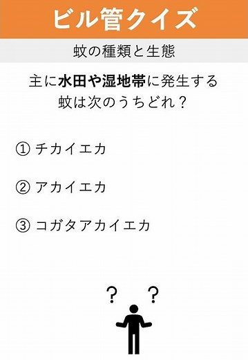 【ビル管クイズ】蚊の種類と生態① #ビル管 #ビル管理士 #建築物環境衛生管理技術者