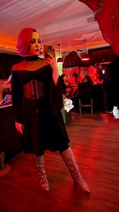 I may wear color 98% of the time, but when a 🖤vampire theme party🖤 comes calling, I can bust out the black (with some sparkle boots, of course). Not shown: fangs held on with some Fixodent and a prayer 🙏 #petite #ootd #Halloween #vampire #costume | Taylor Sandy