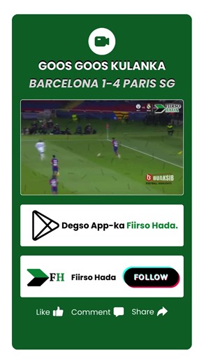 Daawo Goos Goos-ka Kulankaan. #fiirsohadda #highlight #highlights #ucl #goals