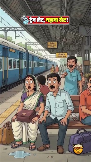 😂 ट्रेन लेट हुई तो अंकल ने स्टेशन पर ही नहा लिया! 🚿🤯 #Shorts#aishorts #ai