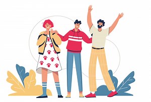 Happy people Gathering 2D Animation