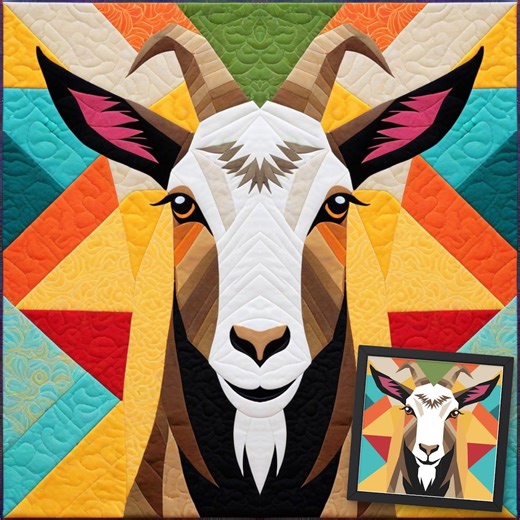 Goat FPP Quilt Pattern: Modern FPP • Animal Patchwork Quilt Block • FPP Vorlagen (30x30/60x60 Inches) - Etsy