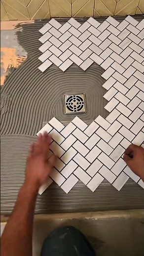 How to Install Herringbone Tile Like a Pro #diy #pov #construction #tile #schlutersystems #rayban