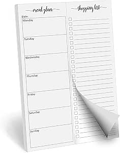 321Done Magnetic Meal Planning Notepad - Made in USA - Fridge Weekly Menu Planner Tear-Off Simple Shopping List Meals Groceries Grocery List, Magnet Memo Pad Refrigerator - Perforated Monday Start