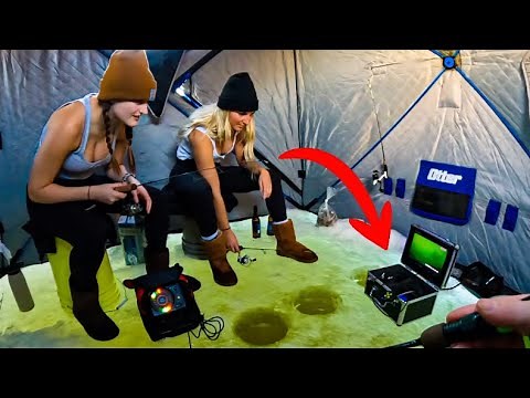 Underwater Camera Ice Fishing for BIG FISH ON DEEP FLATS!! (We got a BIGGIN!!)